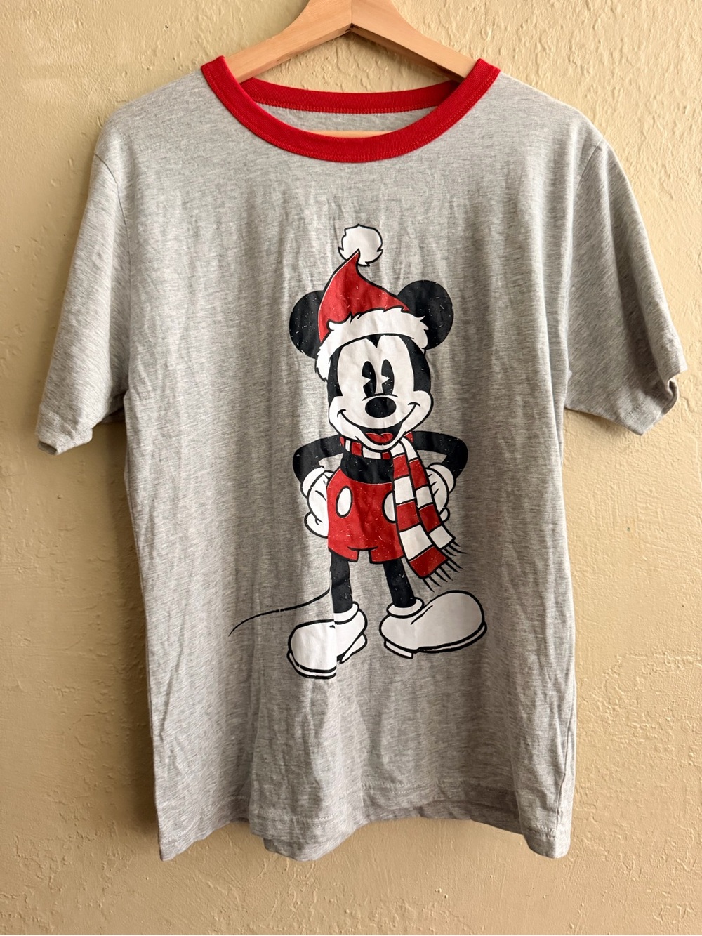 Disney Mickey Mouse Crewneck Tee - Heather Gray with Black Print